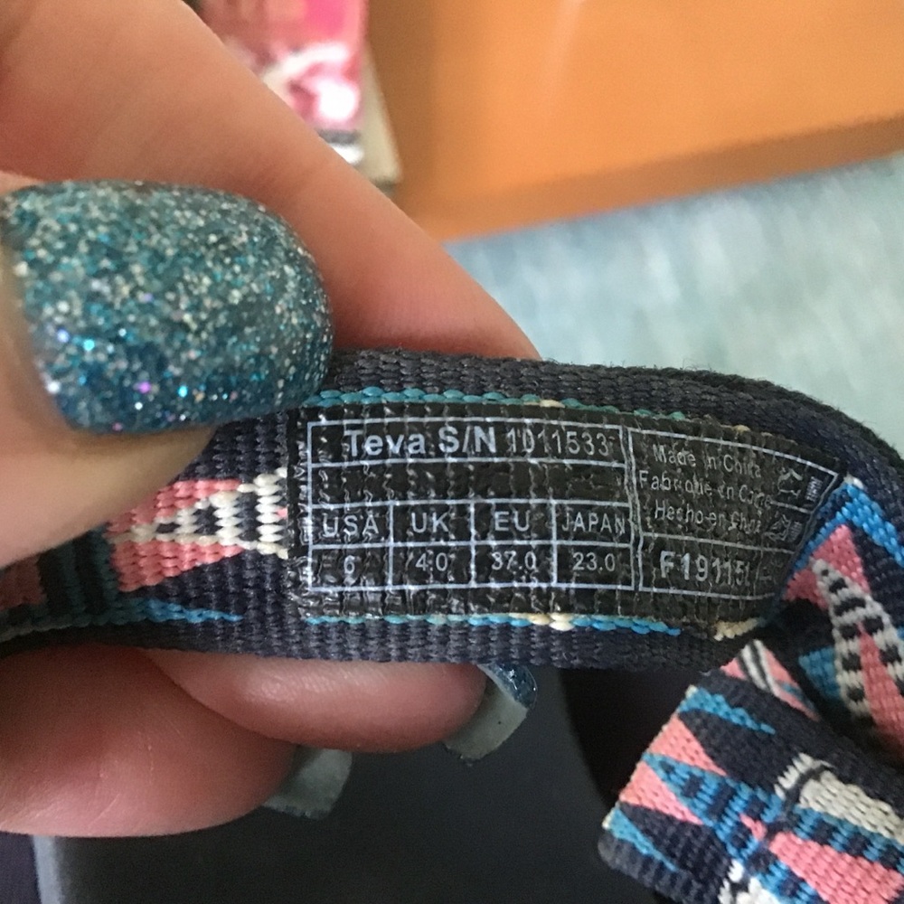 Teva Arabelle Universal Navy Mosaic Cork Wedge Sandal Size Euc